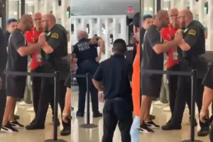 Egypt team staff member forcefully pushed by US police officer as fans gather outside team hotel ahead of FIFA World Cup 2026 R32 Australia clash