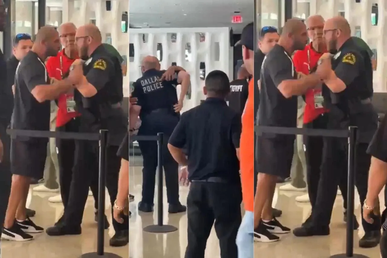 Ibrahim Hassan is seen during a brief altercation with a US security officer at Egypt’s team hotel ahead of the Pharaohs’ 2026 World Cup match against Australia. (Photo collage by Türkiye Today team)